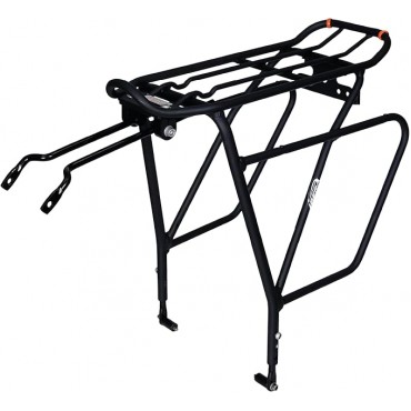 Ibera Bike Rack - Bicycle Touring Carrier Plus+ for Disc Brake/Non-Disc Brake Mount, Fat Tire Bikes, Frame-Mounted for Heavier Top & Side Loads, Height Adjustable for 26"-29" Frames